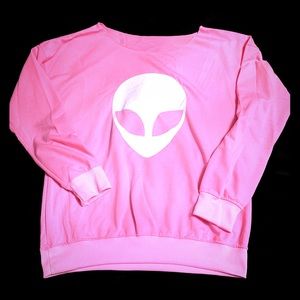 Hot Pink Alien Head Sweatshirt